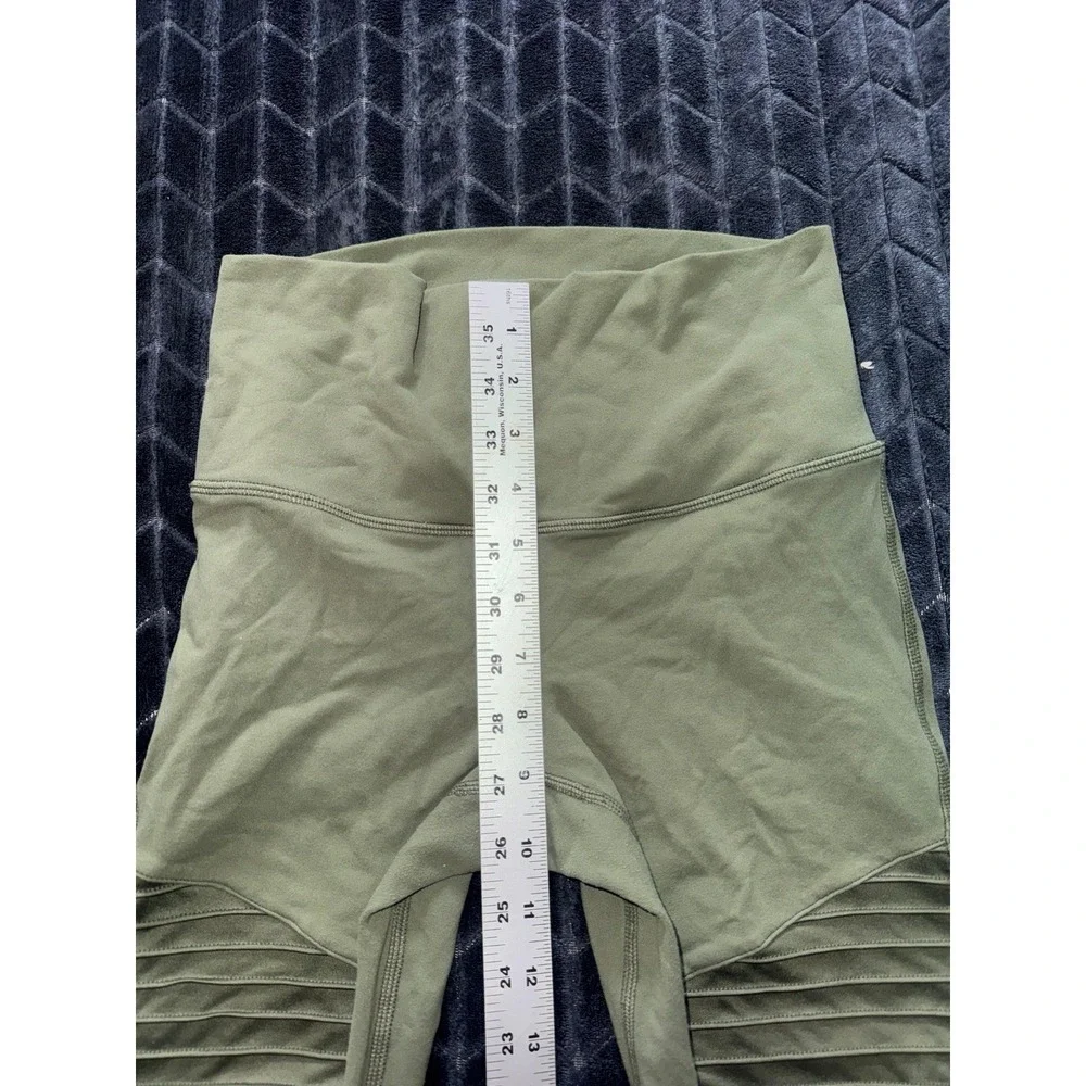 Alo Yoga Leggings Womens Green Moto High‎ Rise Panel Activewear Workout Size S